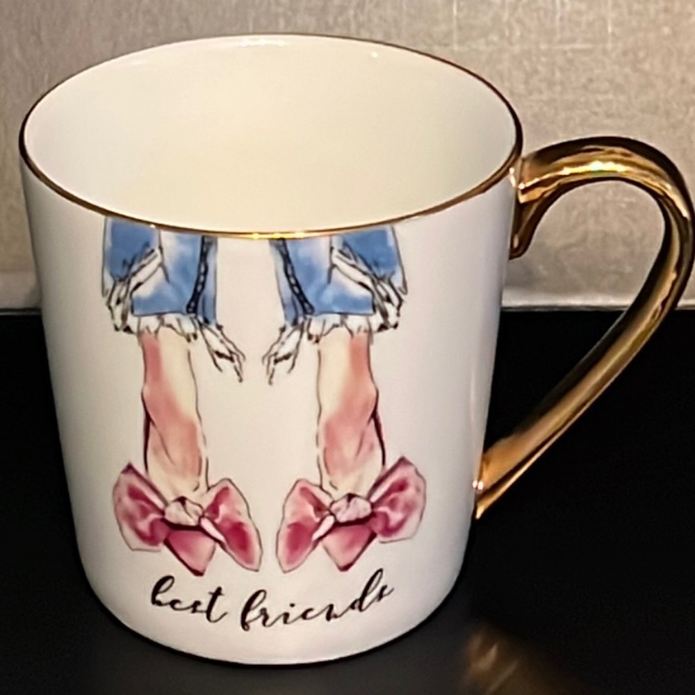 “Will you be my bridesmaid? best friends” jumbo ceramic mug w/gold handle-NWT